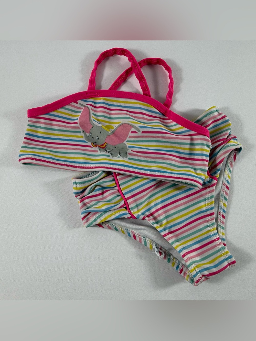 Disney Baby 18M Dumbo Toddler Girl’s 2-Piece Rainbow Stripe Swimsuit